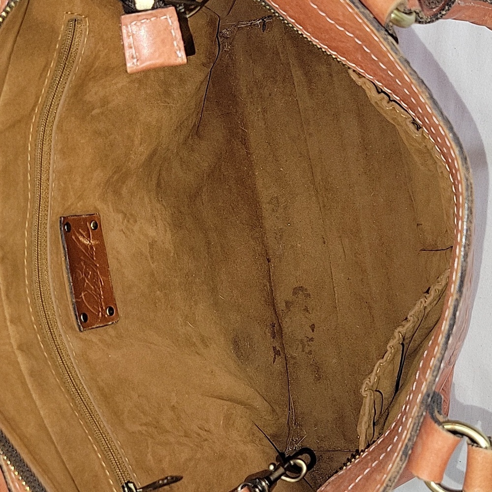 Patricia Nash Tooled Floral Leather Tote in Cognac Brown - Picture 15 of 16